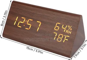 Triangular Wooden Led Clock