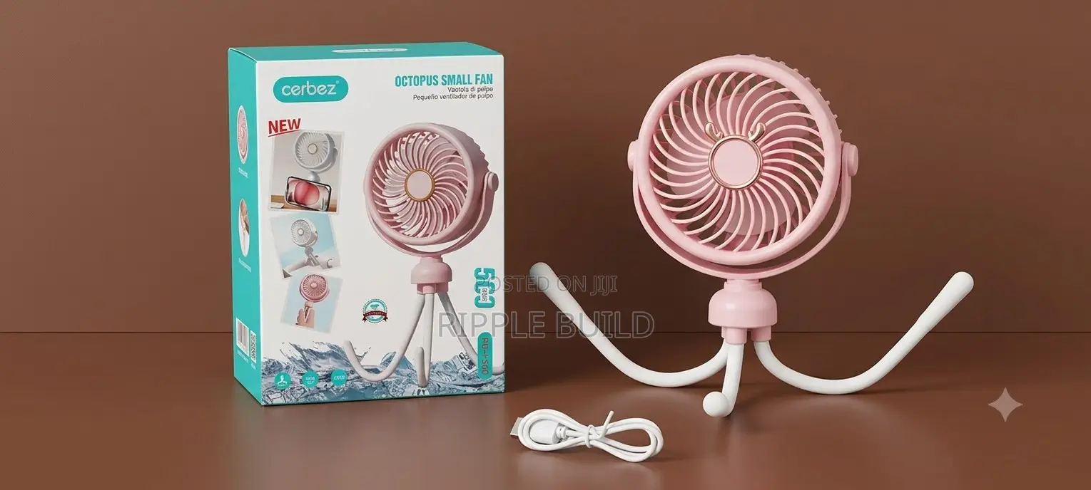 Aerbes Ab-Fs39 Octopus Small Fan Rechargeable Flexible Tripod Fan