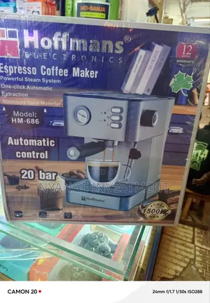 Hoffman Espresso Coffee Maker (Model Hm-686) 20-Bars Pump Pressure.
