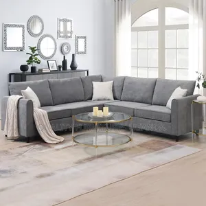 High Density Fabric L Sofa Set