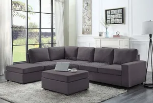 Brown Fibre Pillows Sofa Set