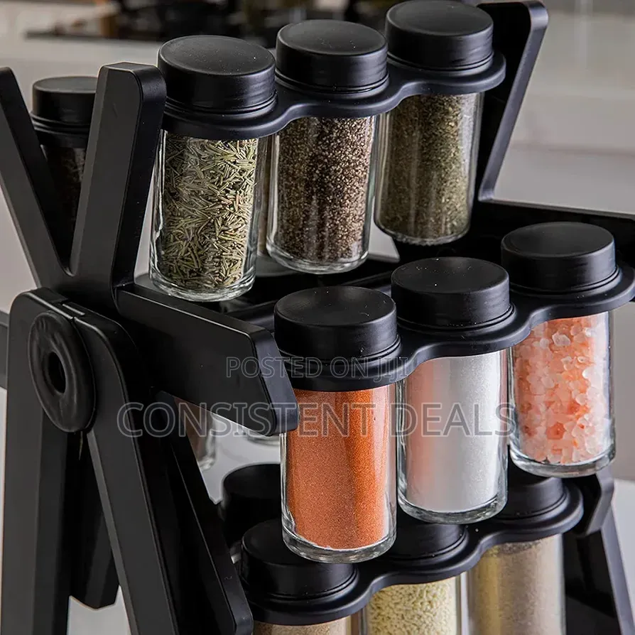 Rotating Spice Rack Organizer With 18 Spice Jars
