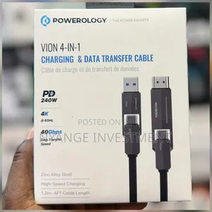 Powerology Vion 4-in-1 Cable Supports 240w Power for Fast Charging .