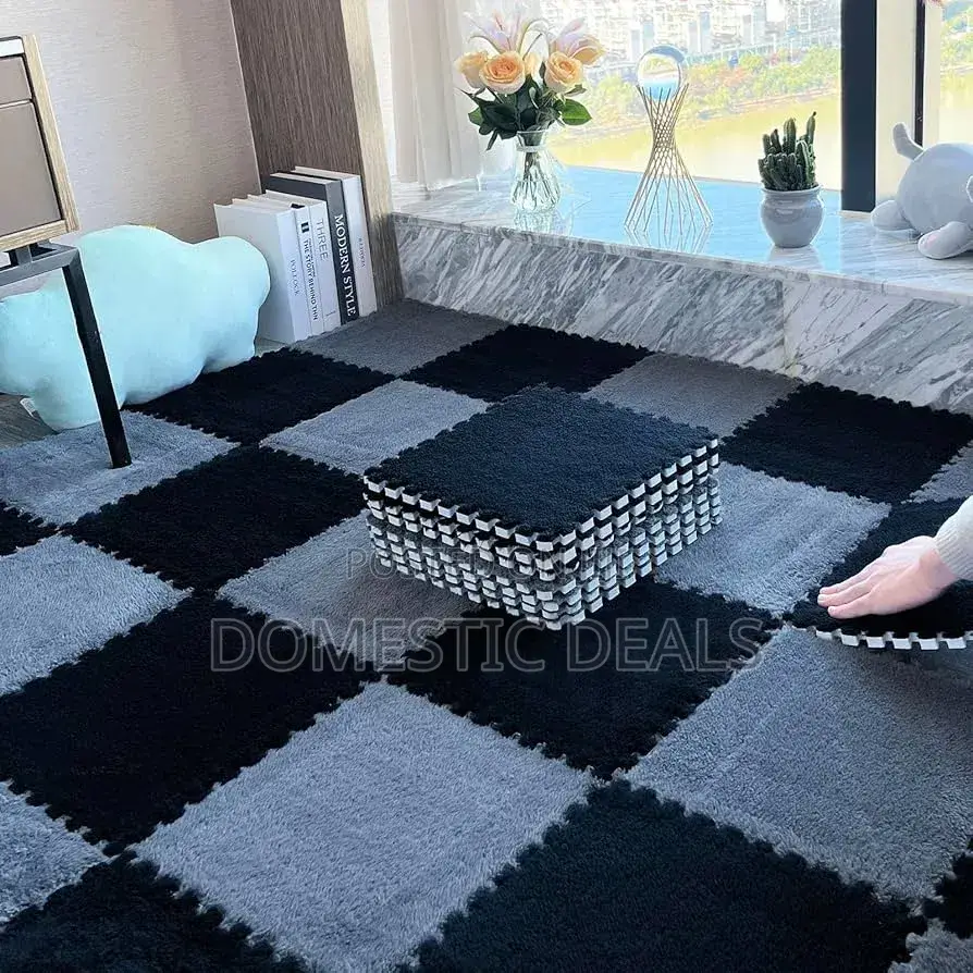Interlocking Carpet Tiles, Plush Foam Square Floor Mats Set