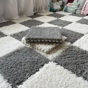 Interlocking Carpet Tiles, Plush Foam Square Floor Mats Set