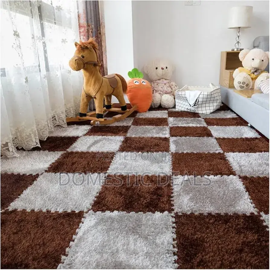 Interlocking Carpet Tiles, Plush Foam Square Floor Mats Set
