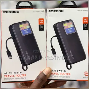 Porodo 4g Lte Wifi 6 Travel Router With a 10000mah Power Bank -