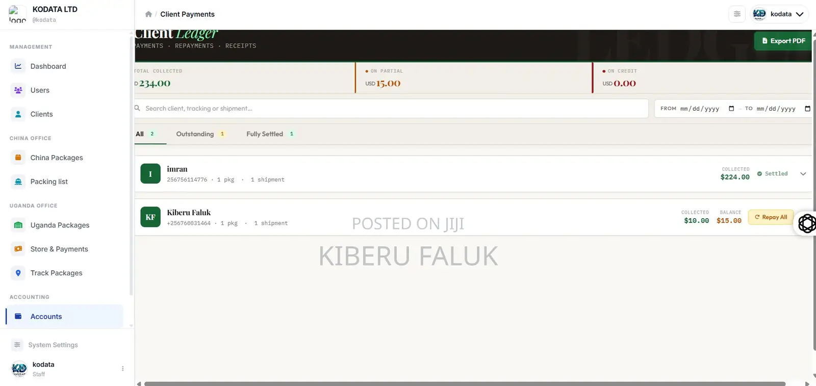 Kodata – Shipment Delivery Management System
