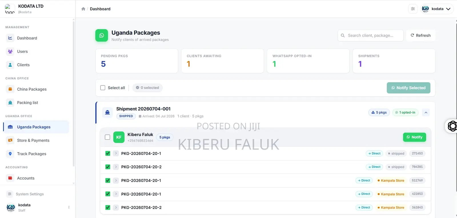 Kodata – Shipment Delivery Management System