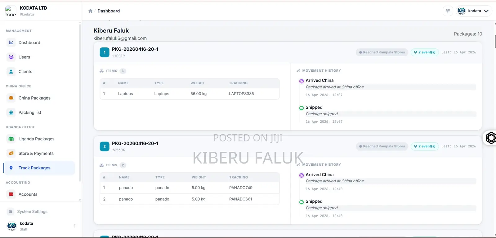 Kodata – Shipment Delivery Management System