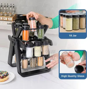 360° Rotating Spice Rack With 18 Glasses Jars