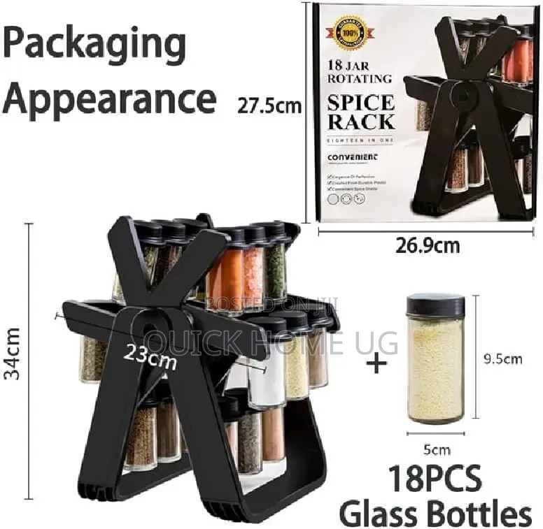 360° Rotating Spice Rack With 18 Glasses Jars