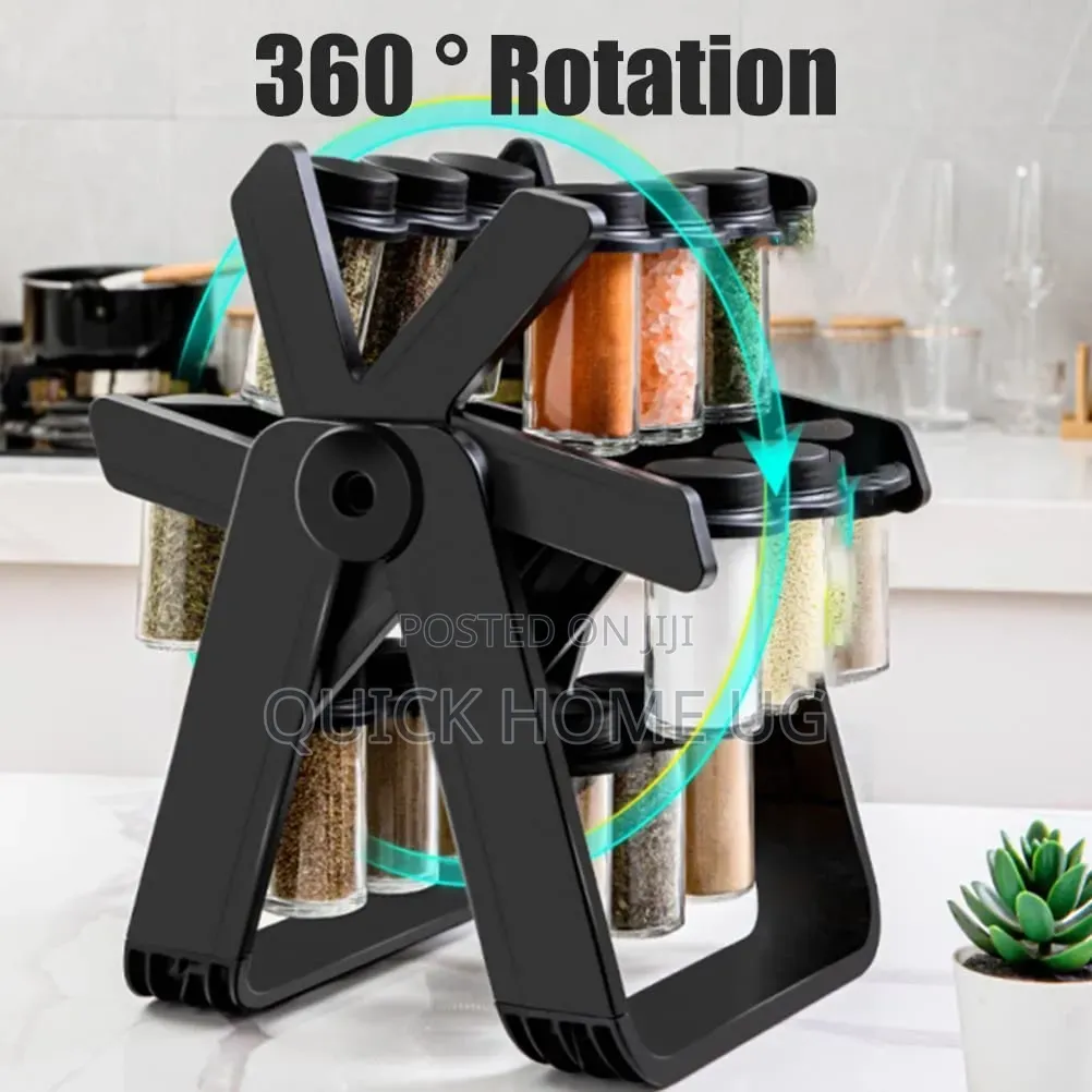 360° Rotating Spice Rack With 18 Glasses Jars