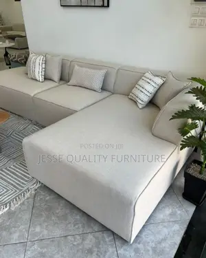 Luxurious White Shaped L Sofa