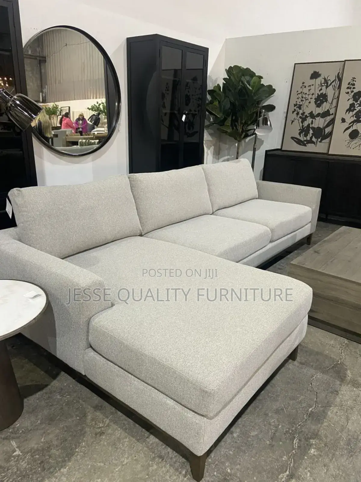 Luxurious White Shaped L Sofa