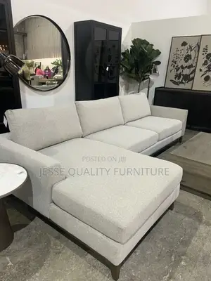 Luxurious White Shaped L Sofa