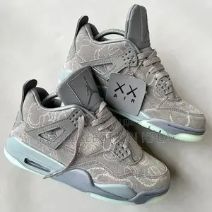 Original Air Jordan 4 Retro X Kaws Cool Grey Sneakers