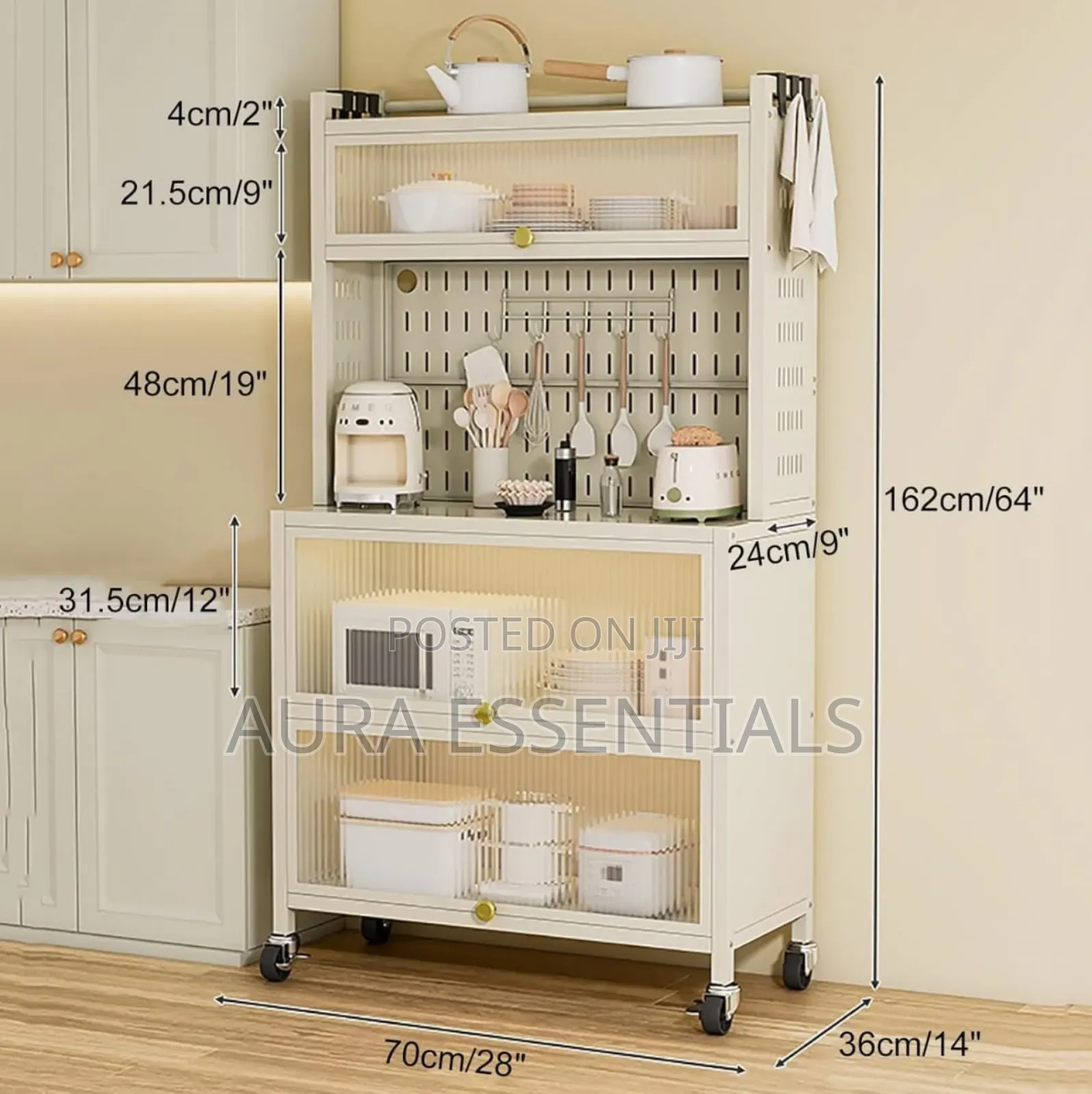Metallic 5-Tier Kitchen Storage Cabinet