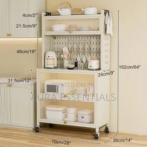 Metallic 5-Tier Kitchen Storage Cabinet