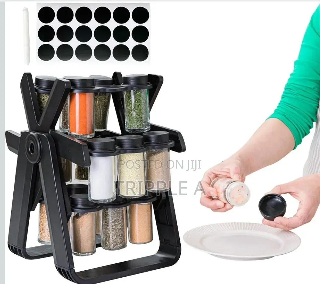 Spinning Spice Organizer With 18 Jars