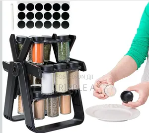 Spinning Spice Organizer With 18 Jars