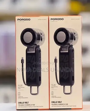 Porodo Lifestyle Chillo Volt Foldable Handheld Turbo Fanwithpowerbank