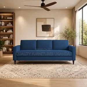 Plain Navy Blue 3 Seater Sofa