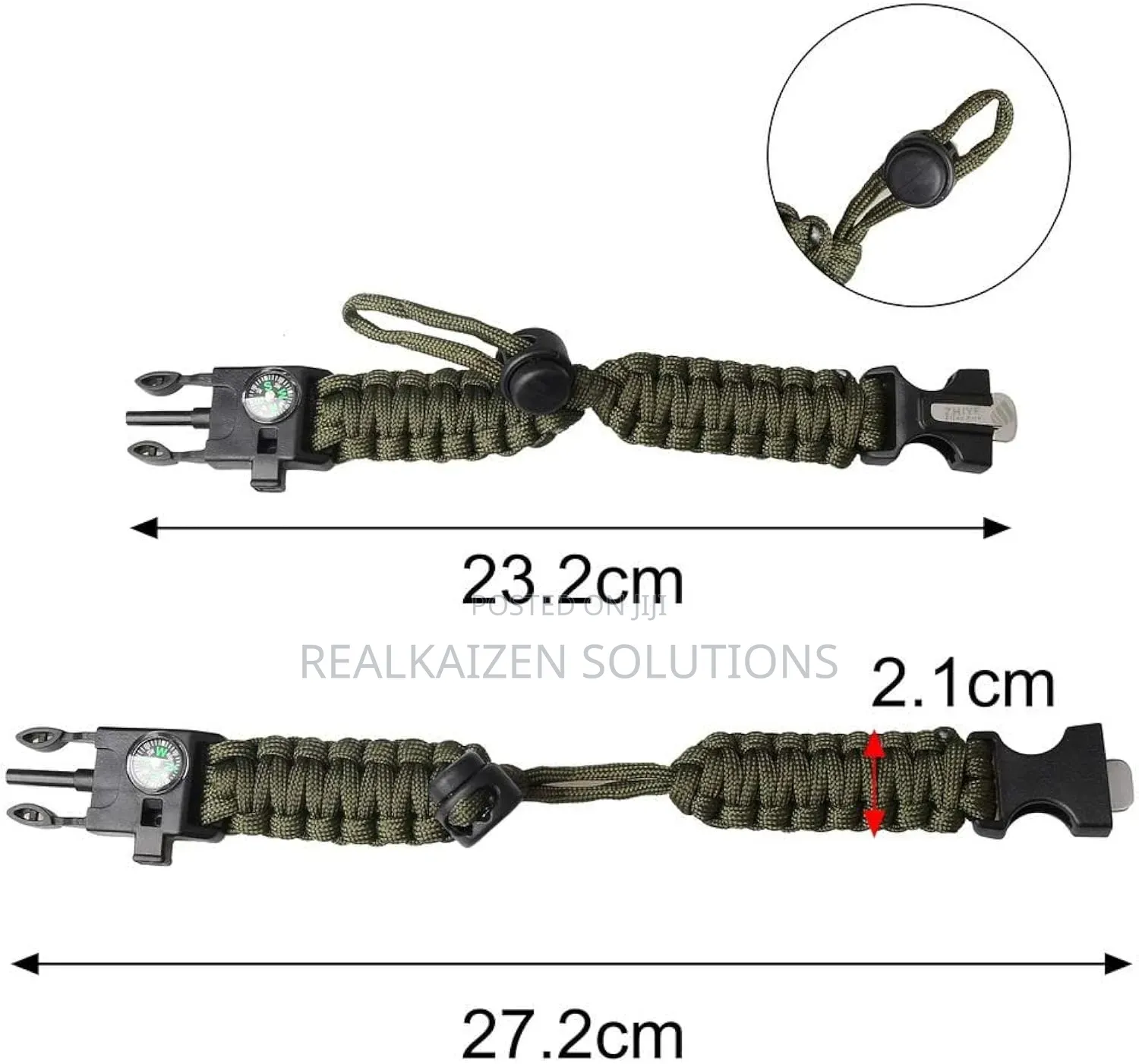 5-in-1 Paracord Survival Bracelets| Compass| Whistle| Fint 2pc