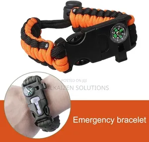 5-in-1 Paracord Survival Bracelets| Compass| Whistle| Fint 2pc