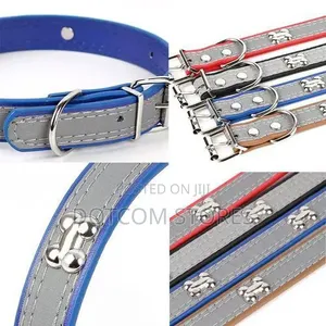 Adjustable Leather Cover Dog Pet Collar Gray 64cm Long