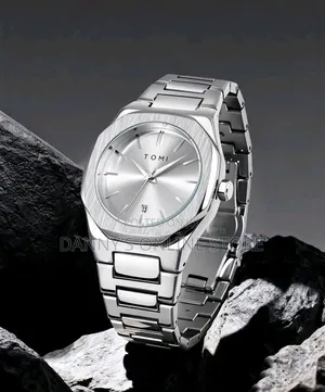 Tomi Men's Octagonal Steel Band Calendar Quartz Gift Box Set Watch.