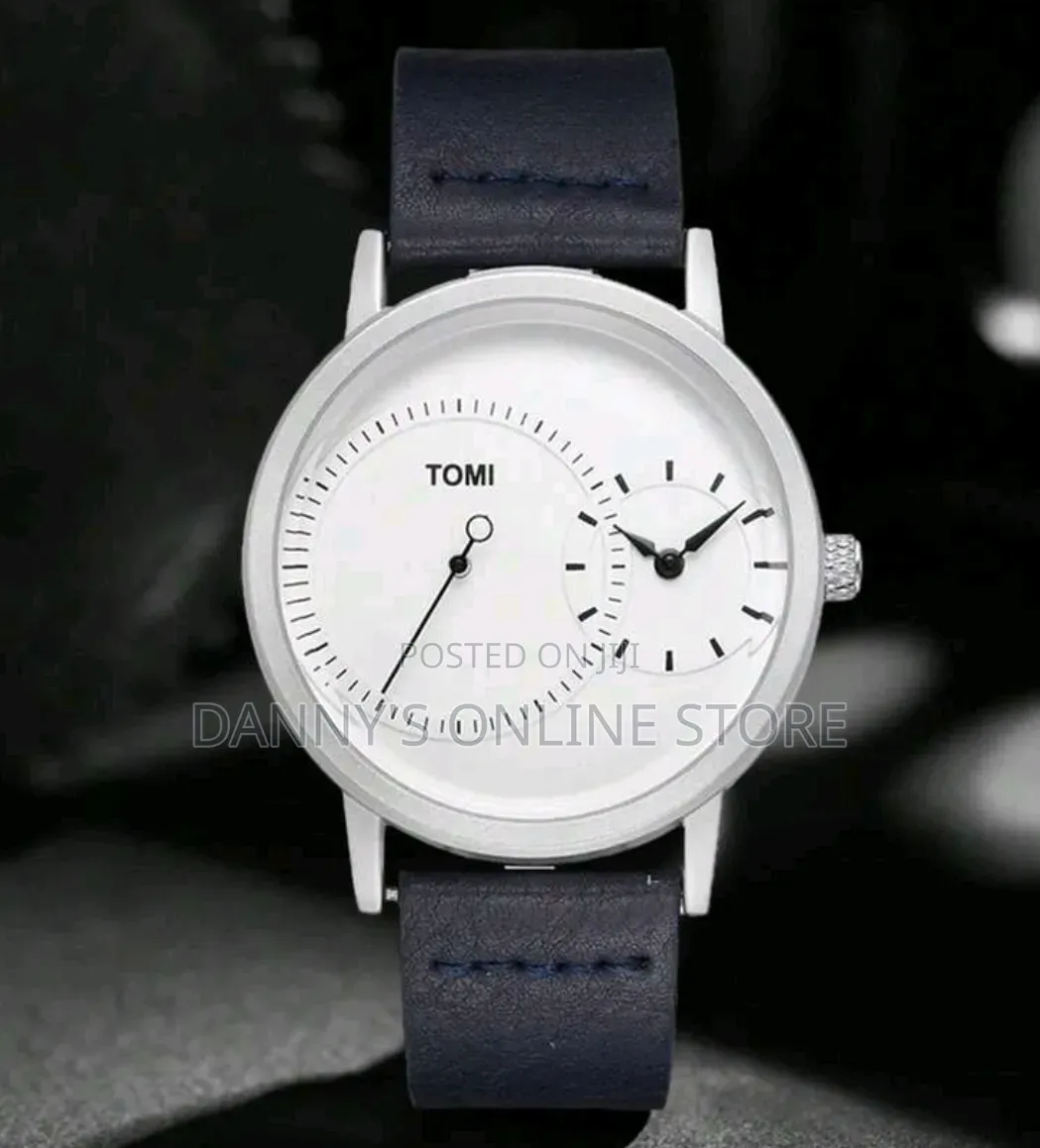 Tomi Men's Minimalist Black Watch, Dual Dial Design, Business Casual.