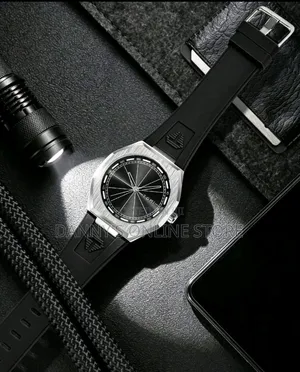 Tomi Unisex Fashion Octagonal Quartz Watch, Silicone Strap and Brushed