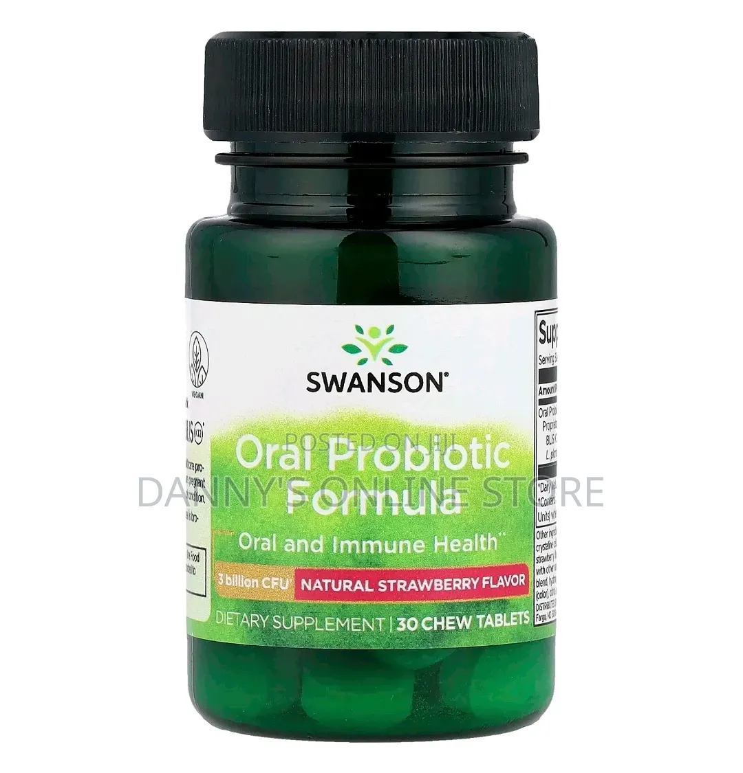 Oral Probiotics, 3 Billion Cfu, Strawberry Flavor, 30 Chew Tablets.