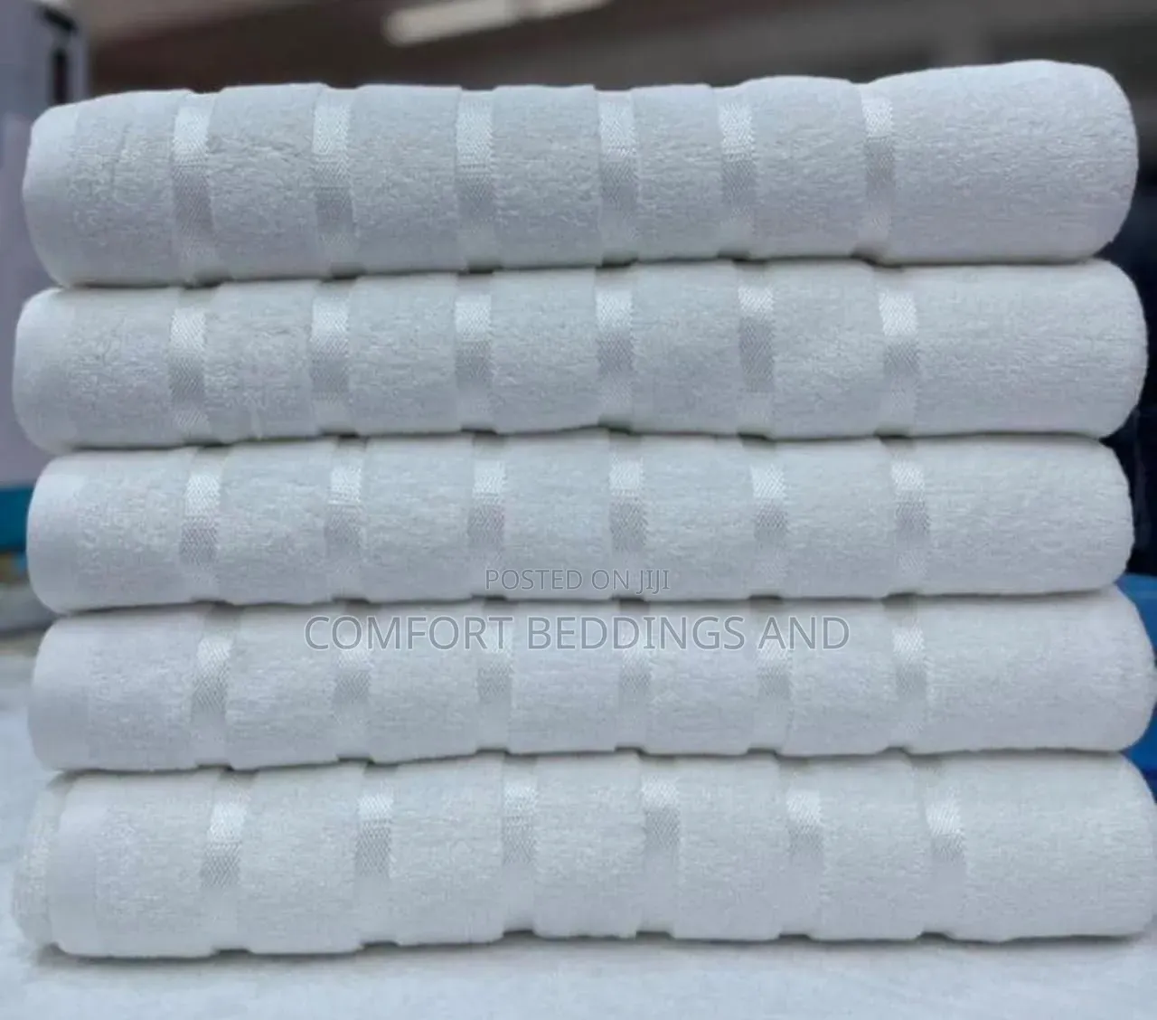 Large Super Collection Towels With Stripes White