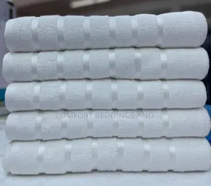 Large Super Collection Towels With Stripes White