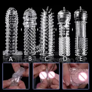 Reusable Condom Penis Sleeve Male Time Delay Spike Clit Massager Cover