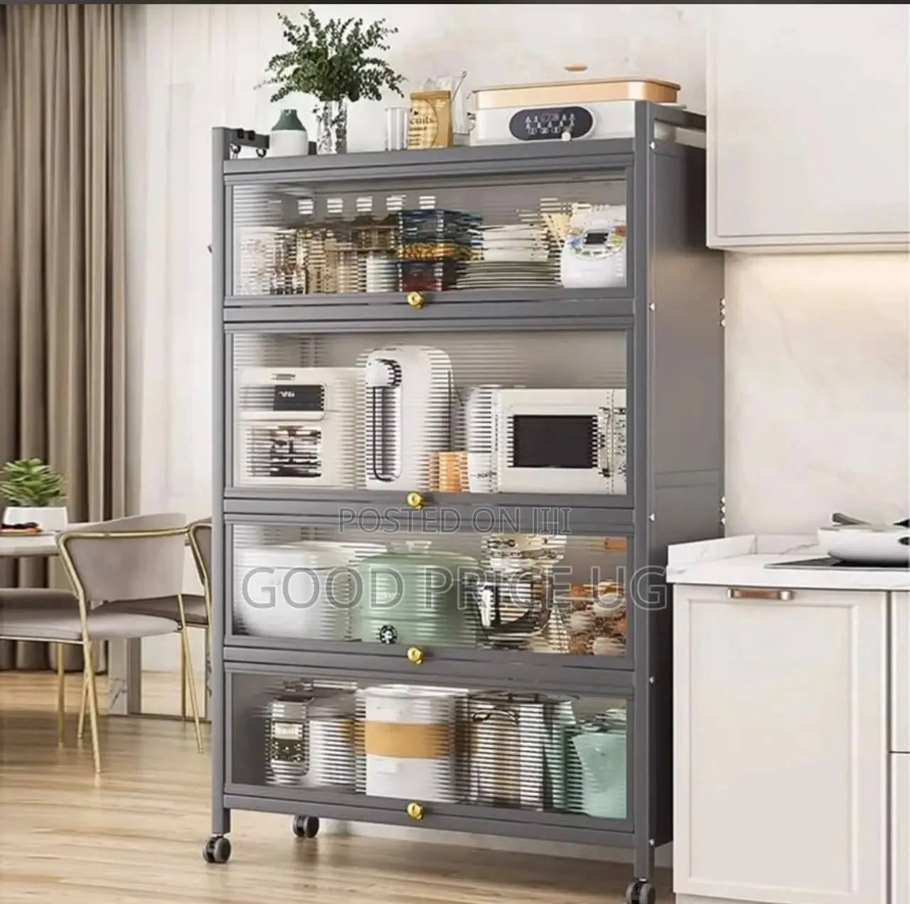 Multi-Tier Freestanding Carbon Steel Kitchen Storage Cabinet