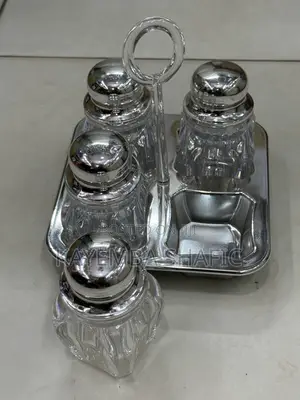 Premium 4-Piece Acrylic Spice Jar Cruet Set With Serving Tray