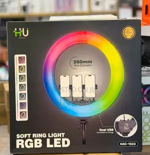 Hu Premium Ring Light 22 Inch With 3 Phone Stands, Dual Usb Ports