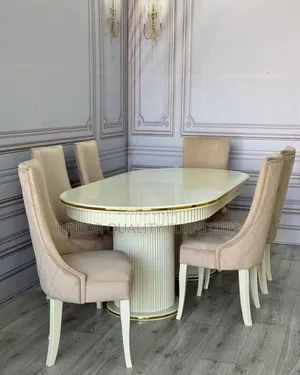 White Marble Top Dining Table 6seater