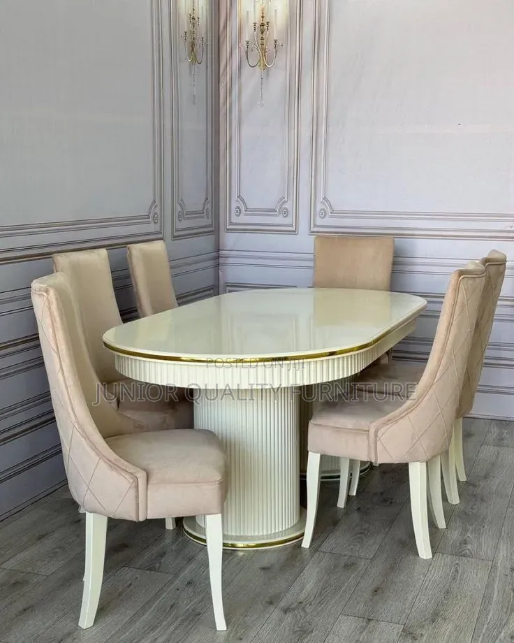 White Marble Top Dining Table 6seater