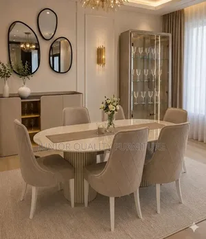 White Marble Top Dining Table 6seater