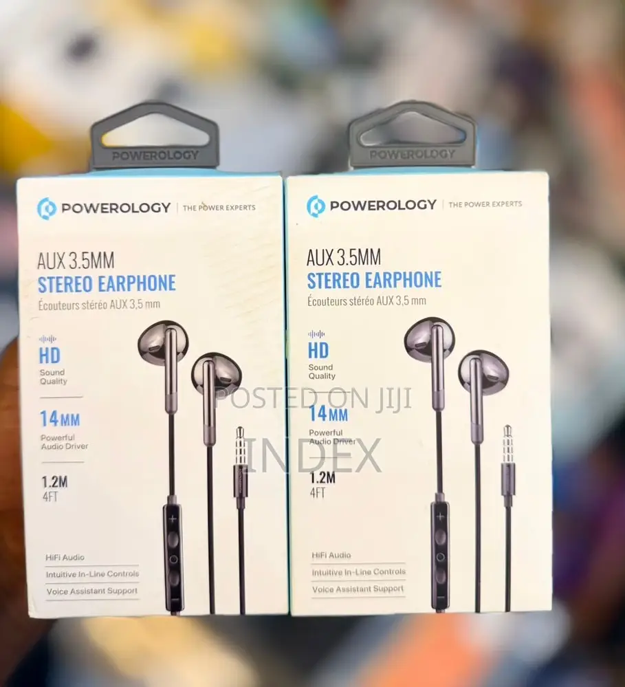 Powerology Aux 3.5mm Jack Stereo Earphones With 3 Button Volume Contro