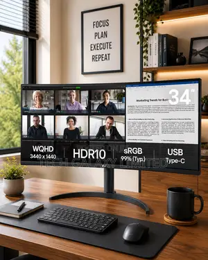 Lg Curved Monitor, 34′′ Display, WQHD Resolution, 100hz Refresh Type C