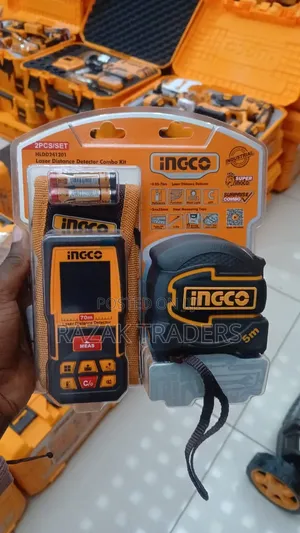 Ingco Laser Distance Detector Combo Kit, 70m Range, ±2mm Accuracy,