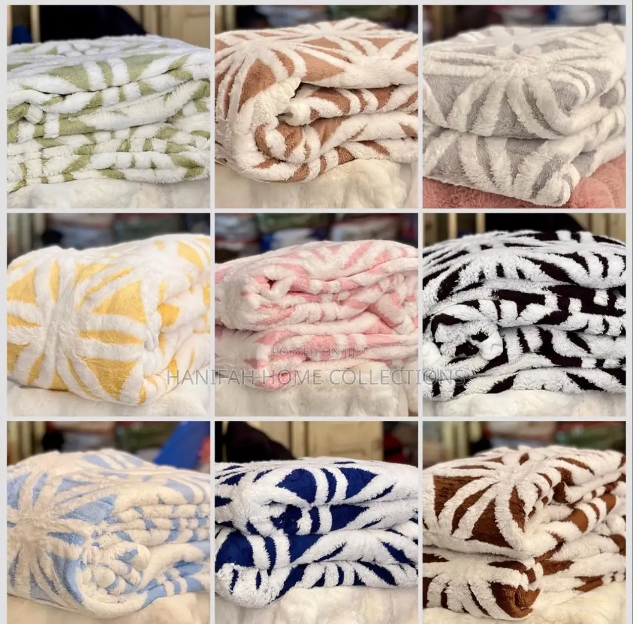 Black White Geometric Fluffy Fleence Blanket
