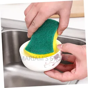 Double-sided Cleaning Sponges A Soft Yellow Sponge On One Side
