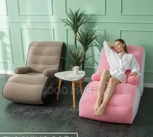 Ergonomic S-Shaped Inflatable Flocking Lounge Chair