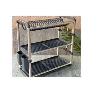 Aluminum and Plastic 3-Tier Dish Drying Rack